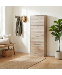 Cosma Scarpiera Salvaspazio 4 Ante Legno Marrone 60x24x150 cm