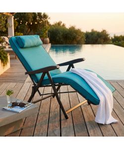 Cosma Poltrona Relax Azzurra Pieghevole Imbottita 155x60x60 cm