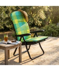 Cosma Sdraio Cipro Carrello Giallo Scozzese in Tessuto Multicolor 155x60cm
