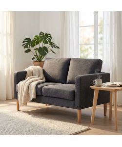 Cosma Divano 2 Posti Ramsey Grigio Scuro in Tessuto 137x73x82 cm