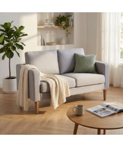 Cosma Divano 2 Posti Ramsey Grigio Chiaro in Tessuto 137x73x82 cm