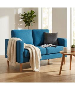 Cosma Divano 2 Posti Blu in Tessuto 137x73x82 cm con Gambe in Polipropilene