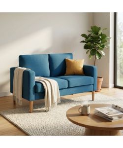 Cosma Divano 2 Posti Blu in Tessuto 137x73x82 cm con Gambe in Polipropilene