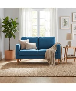 Cosma Divano 2 Posti Blu in Tessuto 137x73x82 cm con Gambe in Polipropilene