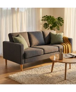 Cosma Divano 3 Posti in Tessuto Grigio Scuro 180x73x82 cm per Soggiorno