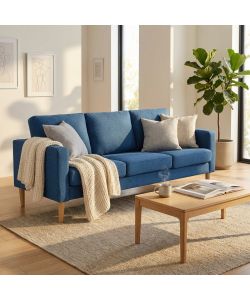 Cosma Divano 3 Posti Ramsey Blu in Tessuto 180x73x82 cm Moderno