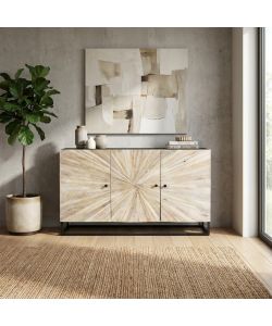 Cosma Mobile Soggiorno 3 Ante in Metallo e Legno Marrone 150x85 cm