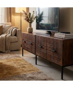 Cosma Porta TV Dominick in Metallo e Legno Marrone 150x40x55 cm