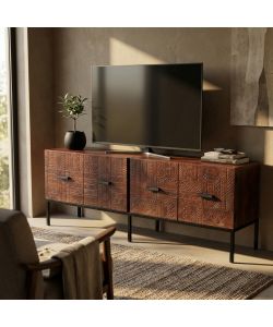 Cosma Porta TV Dominick in Metallo e Legno Marrone 150x40x55 cm