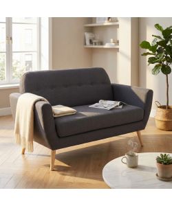 Cosma Divano 2 Posti Burton Grigio Scuro in Tessuto 147x79x86 cm