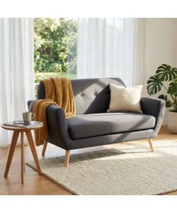 Cosma Divano 2 Posti Burton Grigio Scuro in Tessuto 147x79x86 cm