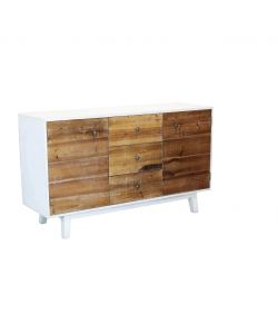 Cosma Mobile Madia Soggiorno 2 Ante 3 Cassetti Legno Bianco Marrone 142x83 cm