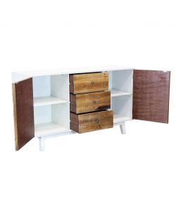 Cosma Mobile Madia Soggiorno 2 Ante 3 Cassetti Legno Bianco Marrone 142x83 cm