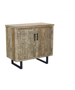 Cosma Mobile Soggiorno Basso con 2 Ante in Metallo e Legno Nero/Marrone 90x45x83 cm