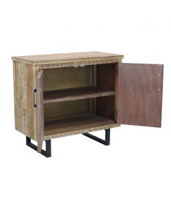 Cosma Mobile Soggiorno Basso con 2 Ante in Metallo e Legno Nero/Marrone 90x45x83 cm
