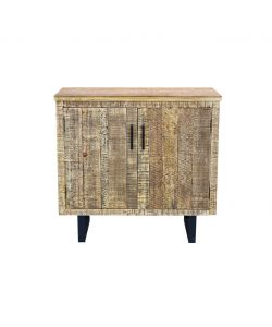 Cosma Mobile Soggiorno Basso con 2 Ante in Metallo e Legno Nero/Marrone 90x45x83 cm