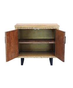 Cosma Mobile Soggiorno Basso con 2 Ante in Metallo e Legno Nero/Marrone 90x45x83 cm