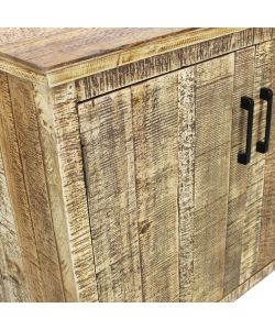 Cosma Mobile Soggiorno Basso con 2 Ante in Metallo e Legno Nero/Marrone 90x45x83 cm