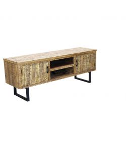 Cosma Porta TV Bevis in Metallo e Legno Nero 160x45x60 cm Industrial