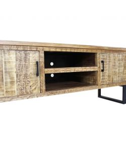 Cosma Porta TV Bevis in Metallo e Legno Nero 160x45x60 cm Industrial