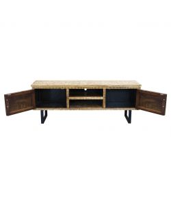 Cosma Porta TV Bevis in Metallo e Legno Nero 160x45x60 cm Industrial