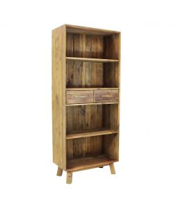 Cosma Libreria Alyce 4 Ripiani 2 Cassetti Pino Riciclato Marrone 80x40x190