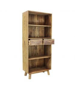 Cosma Libreria Alyce 4 Ripiani 2 Cassetti Pino Riciclato Marrone 80x40x190