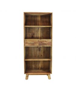 Cosma Libreria Alyce 4 Ripiani 2 Cassetti Pino Riciclato Marrone 80x40x190