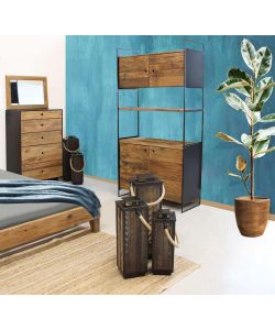 Cosma Mobile alto in pino riciclato 99x40x190 cm color marrone