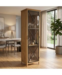 Cosma Vetrina Celestine in Metallo e Legno Marrone 53x46x183,5 cm