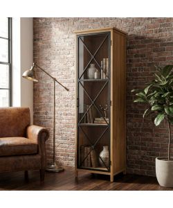 Cosma Vetrina Celestine in Metallo e Legno Marrone 53x46x183,5 cm