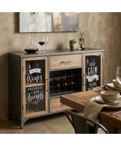 Cosma Mobile Christian in legno e acciaio 124x39,5x80 cm nero marrone