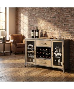 Cosma Mobile Christian in legno e acciaio 124x39,5x80 cm nero marrone