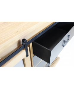 Cosma Mobile Soggiorno Industriale in Legno e Acciaio 147x75 cm Nero Marrone