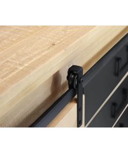 Cosma Mobile Soggiorno Industriale in Legno e Acciaio 147x75 cm Nero Marrone