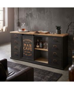 Cosma Mobile Soggiorno Basso Stile Industriale Nero e Marrone 164,5 cm