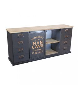 Cosma Mobile Soggiorno Basso Stile Industriale Nero e Marrone 164,5 cm