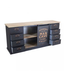 Cosma Mobile Soggiorno Basso Stile Industriale Nero e Marrone 164,5 cm