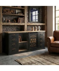 Cosma Mobile Soggiorno Basso Stile Industriale Nero e Marrone 164,5 cm