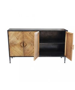 Cosma Mobile Derek Madia Soggiorno Vintage 4 Ante 147x85 cm Nero/Marrone