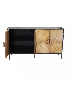 Cosma Mobile Derek Madia Soggiorno Vintage 4 Ante 147x85 cm Nero/Marrone