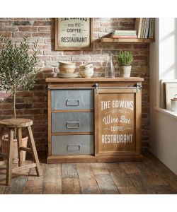 Cosma Mobile Ellery in Metallo e Legno Marrone 89x42,5x76,8 cm