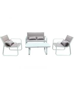 Giardini di Maggio Salotto Da Giardino Bianco Tortora 4 Pezzi Alluminio