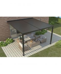 Giardini di Maggio Pergola Bioclimatica Addossata Wall Calicantus - Antracite - 4x3x2,45 mt
