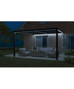 Giardini di Maggio Pergola Bioclimatica Addossata Wall Calicantus - Antracite - 4x3x2,45 mt
