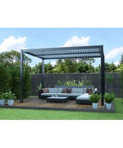 Pergola bioclimatica motorizzata Calicantus Plus antracite 4x4x(H)2.50 m