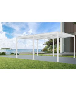 Pergola bioclimatica in alluminio Solanum Twin 6x3m - Pali 100x100mm bianca