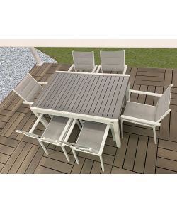 Giardini di Maggio Tavolo Azalea - Bianco Grigio - 135/270x90 cm