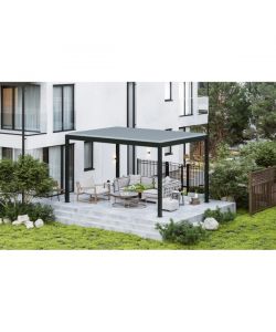 Giardini di Maggio Pergola Bioclimatica motorizzata Quadrifoglio 4x3 m Antracite e Grigio