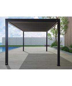 Giardini di Maggio Pergola Bioclimatica motorizzata Quadrifoglio 4x3 m Antracite e Grigio